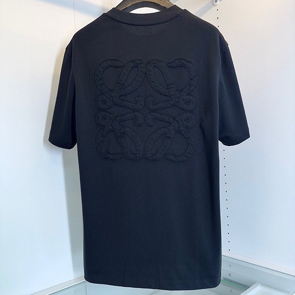 ロエベ コピー ロゴ エンブロイダリークルーネック Tシャツ 2色 lok24536